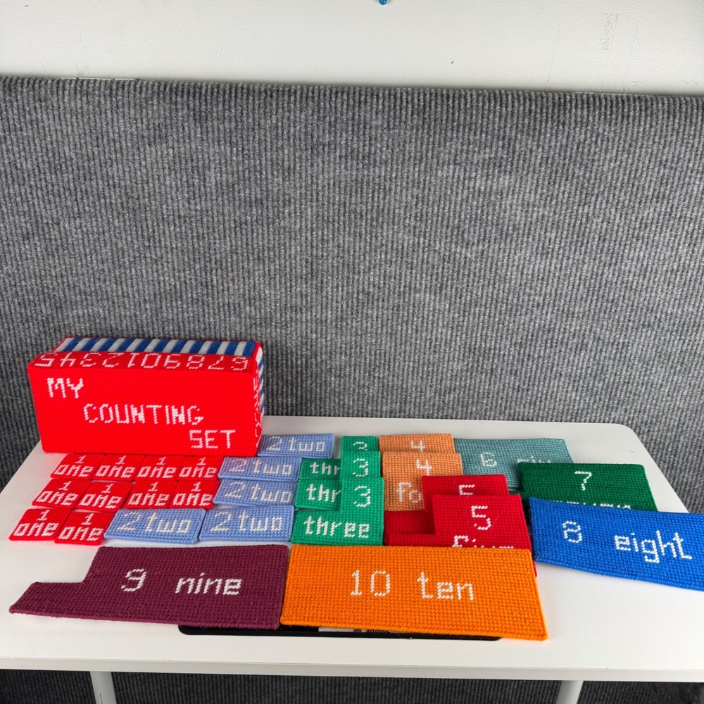 Vintage Needlepoint Counting Set Montessori Homeschool Numbers Toy Set F72Q - Picture 11 of 16